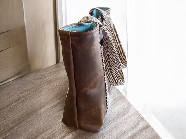 Brown Leather Tote Bag: Handmade Women's Shoulder Bag
