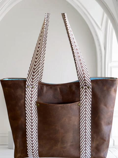 Brown Leather Tote Bag: Handmade Women's Shoulder Bag