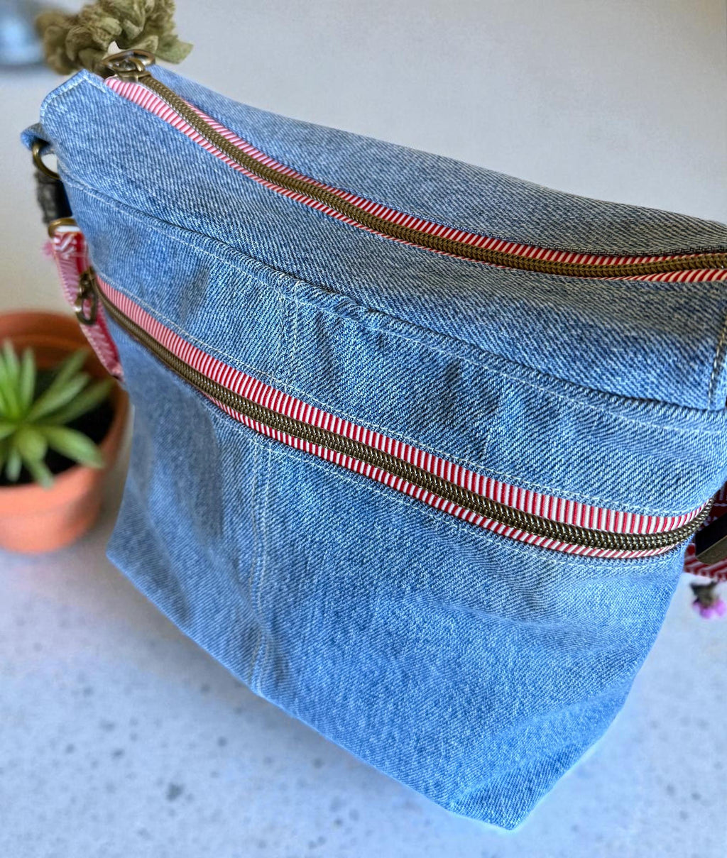 Denim Handbag/Crossbody Bag/Shoulder Bag Red