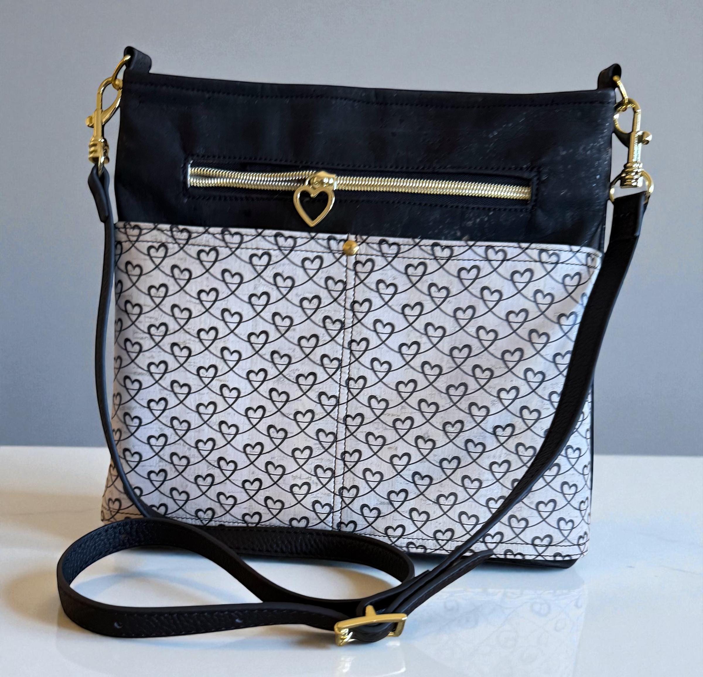 Crossbody purse, Handbag, Black, hearts