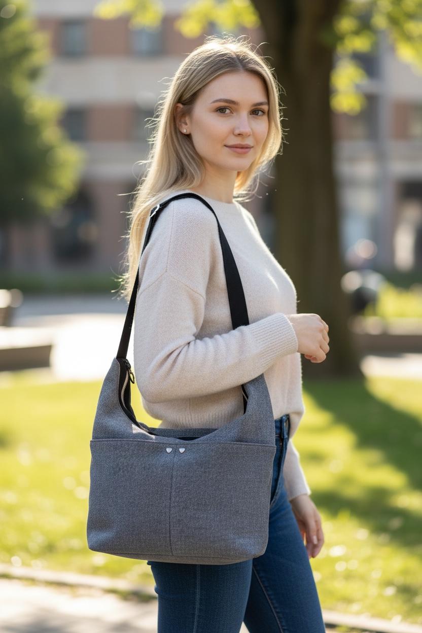 Slouchy Hobo Bag Black Denim