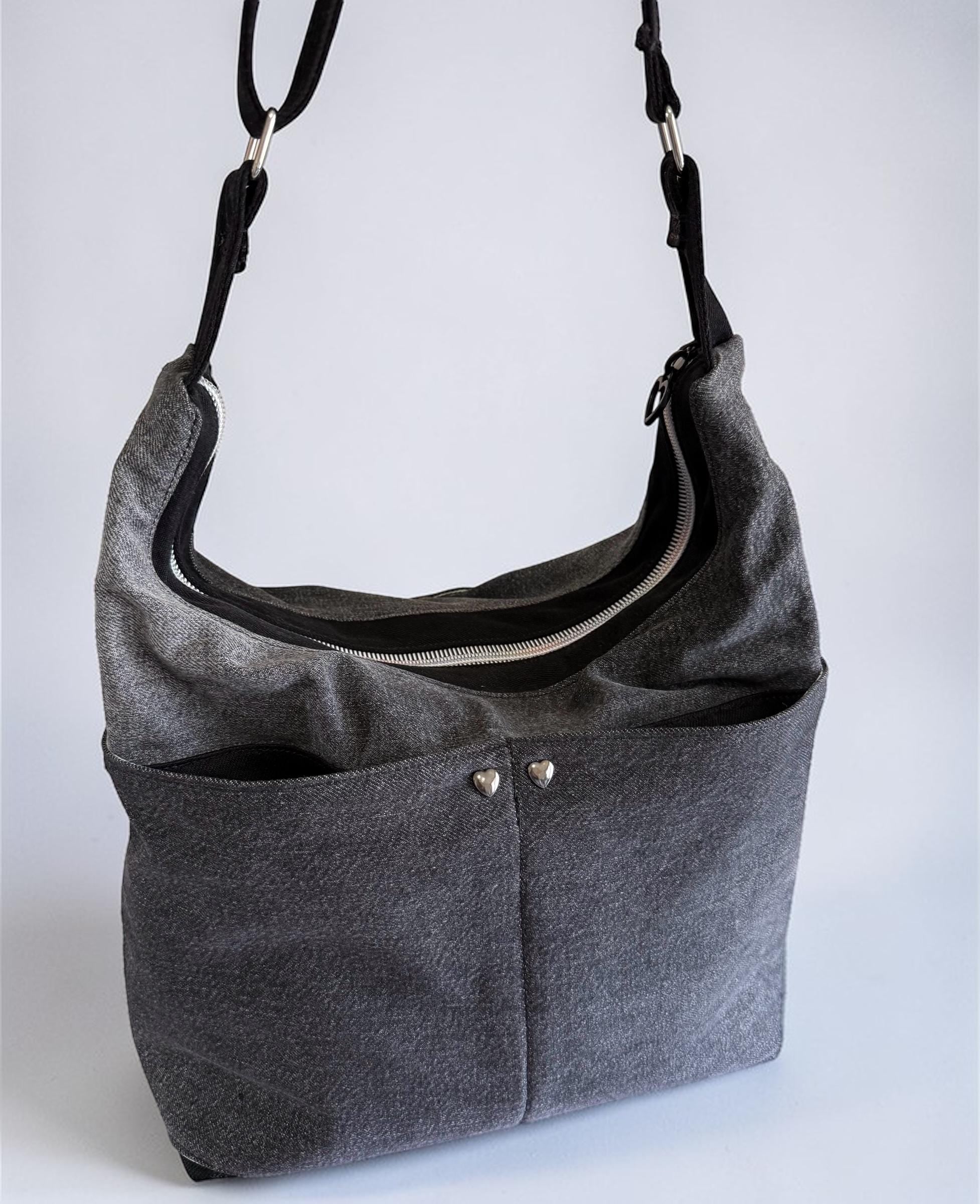 Slouchy Hobo Bag Black Denim