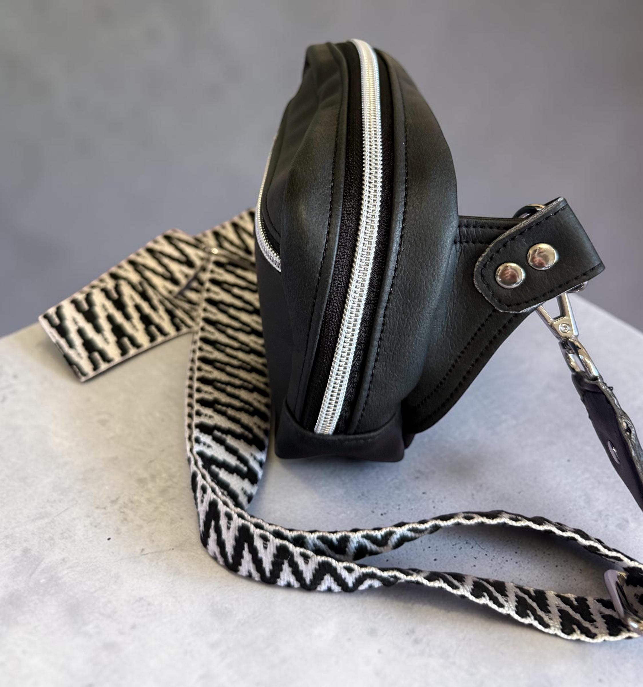Compact Faux Leather Sling Bag: Crocodile Texture, Zipper Pockets (7.5" x 5.5")