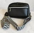 Compact Faux Leather Sling Bag: Crocodile Texture, Zipper Pockets (7.5" x 5.5")