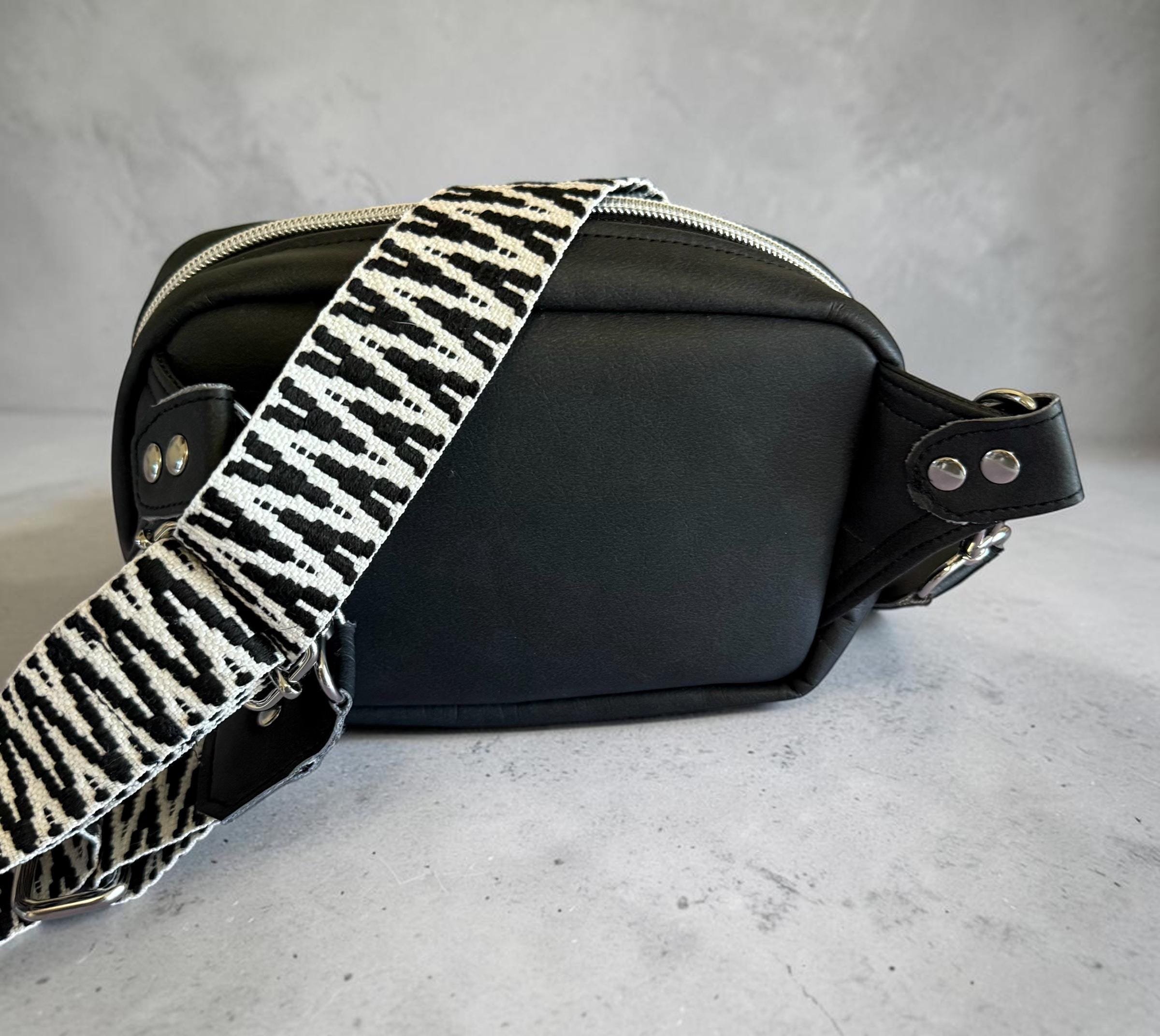 Compact Faux Leather Sling Bag: Crocodile Texture, Zipper Pockets (7.5" x 5.5")