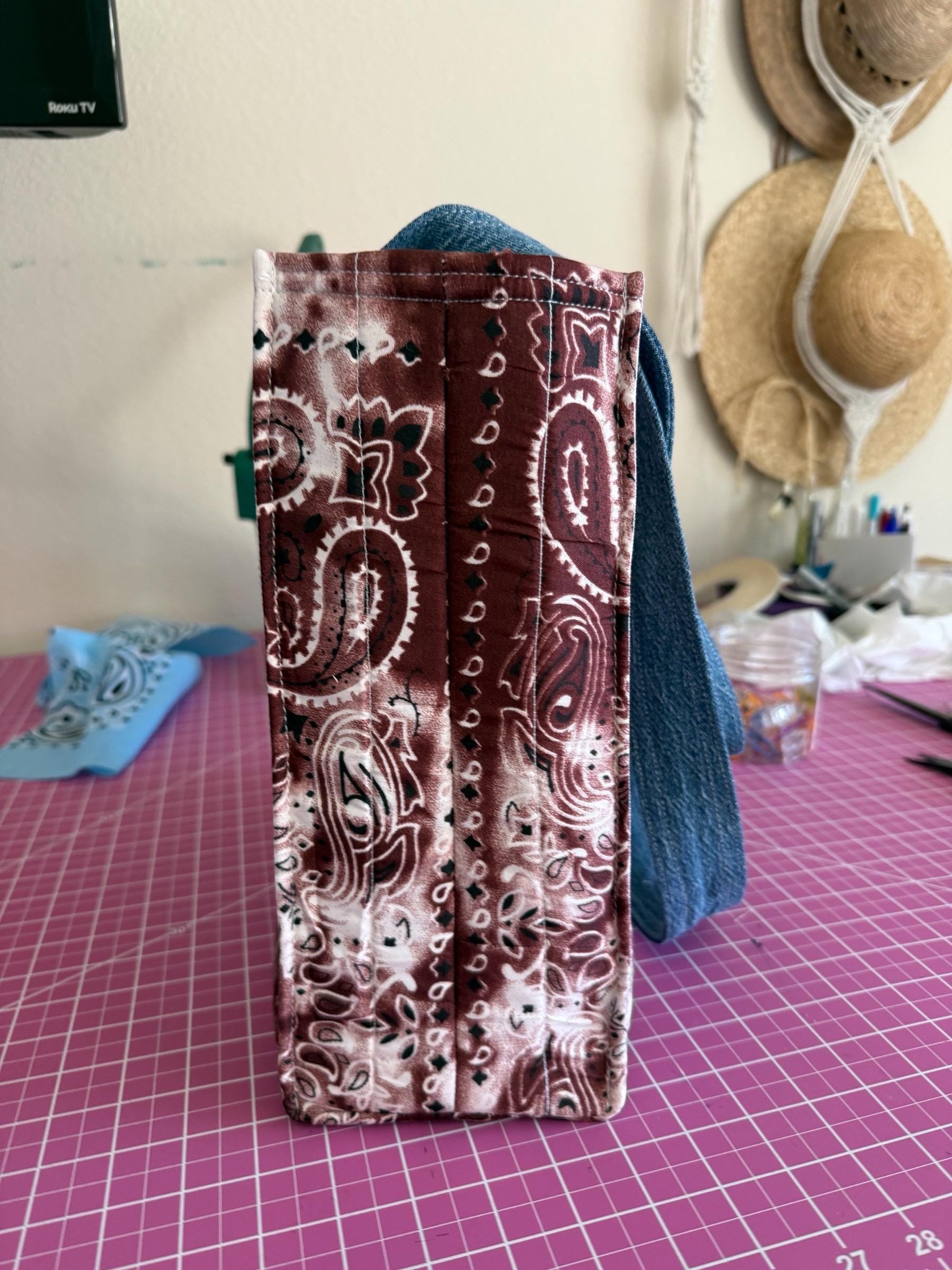 Quilted Bandana Tote Bag Brown