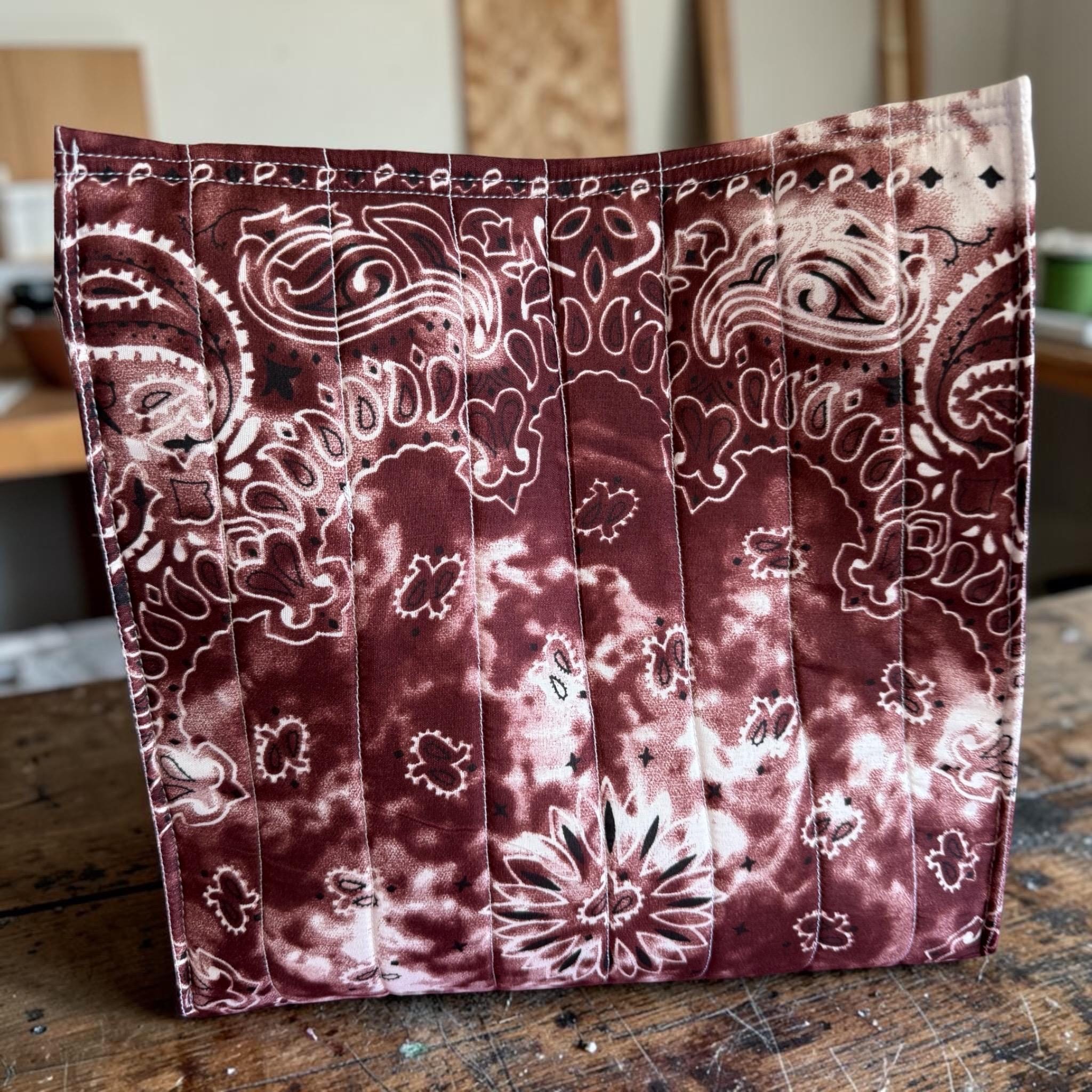 Quilted Bandana Tote Bag Brown