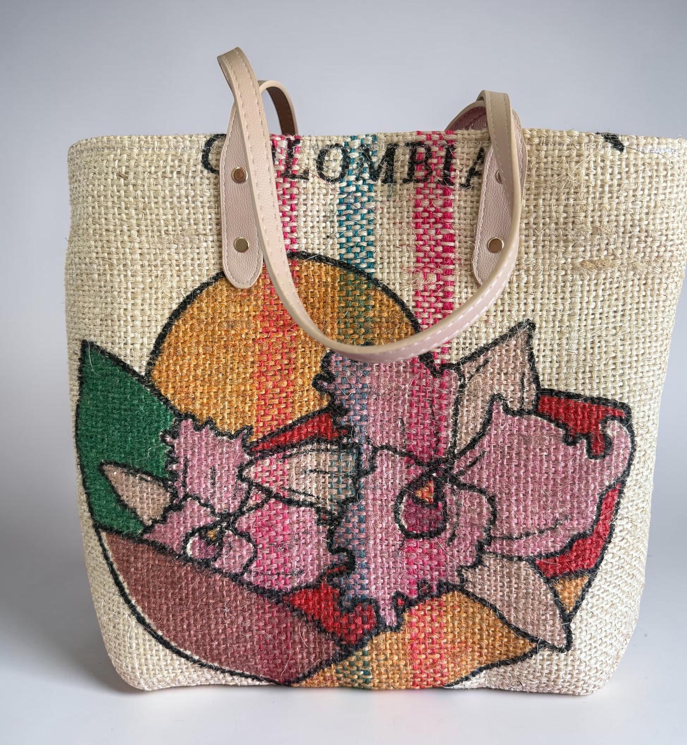 Burlap Coffee Bean tote bag: Handmade Women's Shoulder Bag