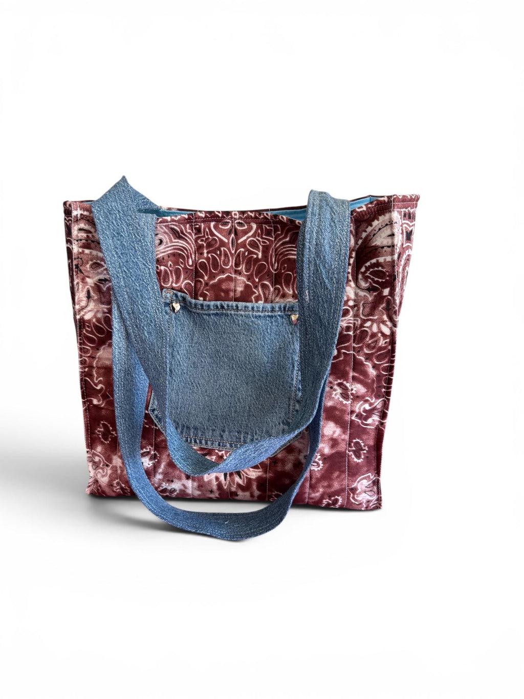 Quilted Bandana Tote Bag Brown