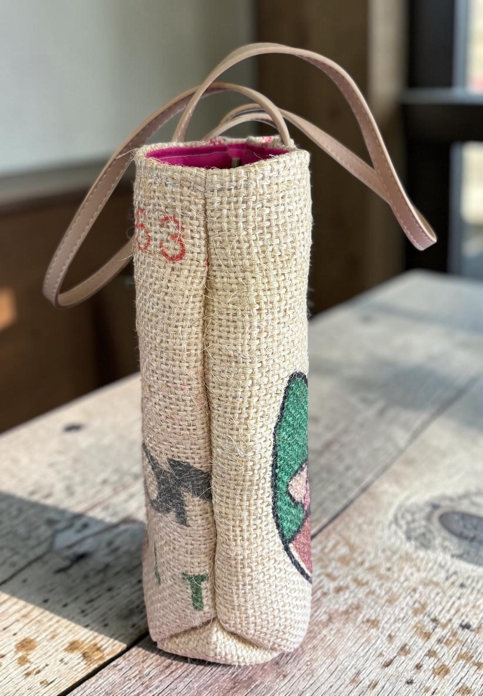 Burlap Coffee Bean tote bag: Handmade Women's Shoulder Bag