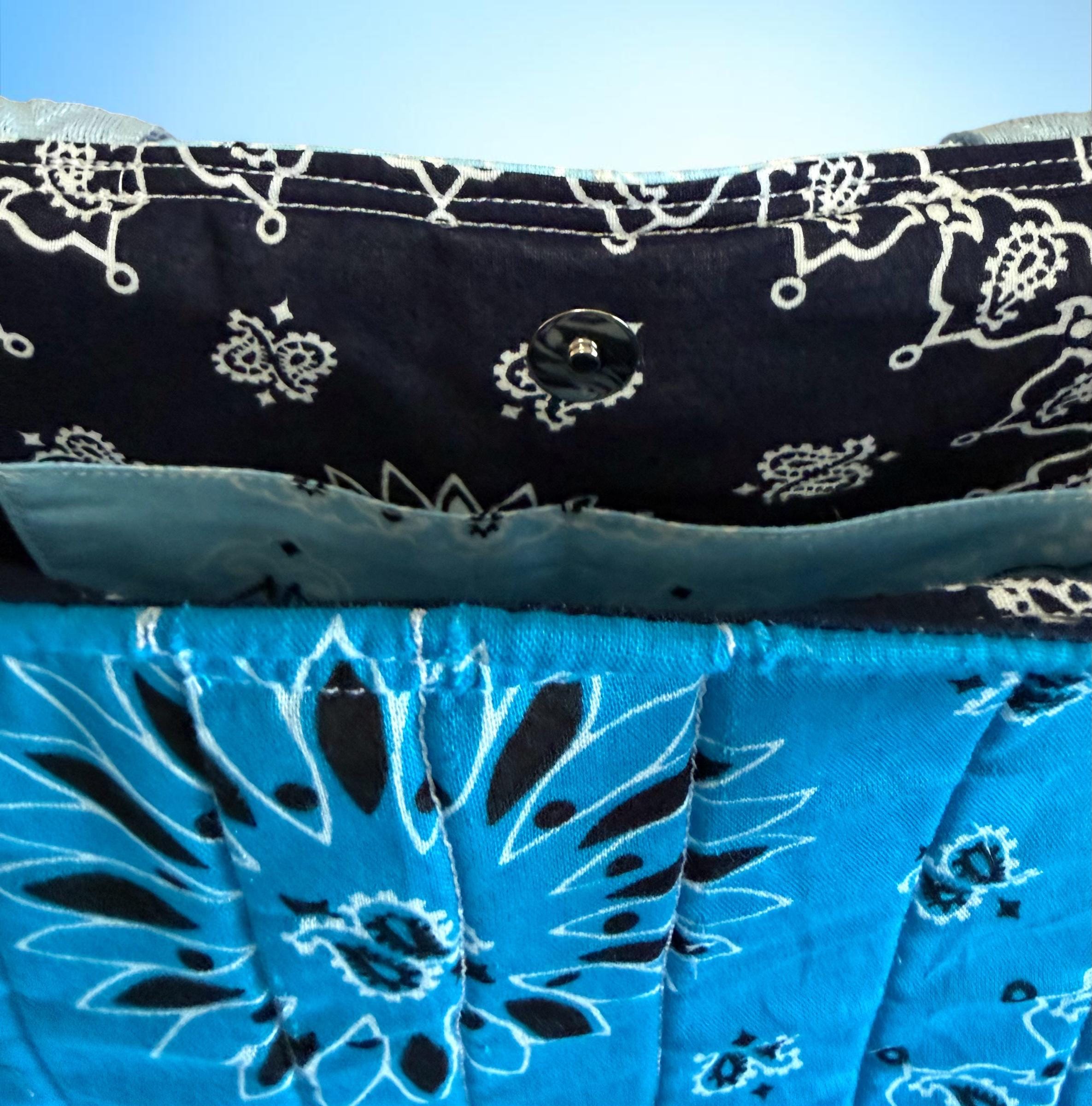Quilted Bandana Tote Bag Blue