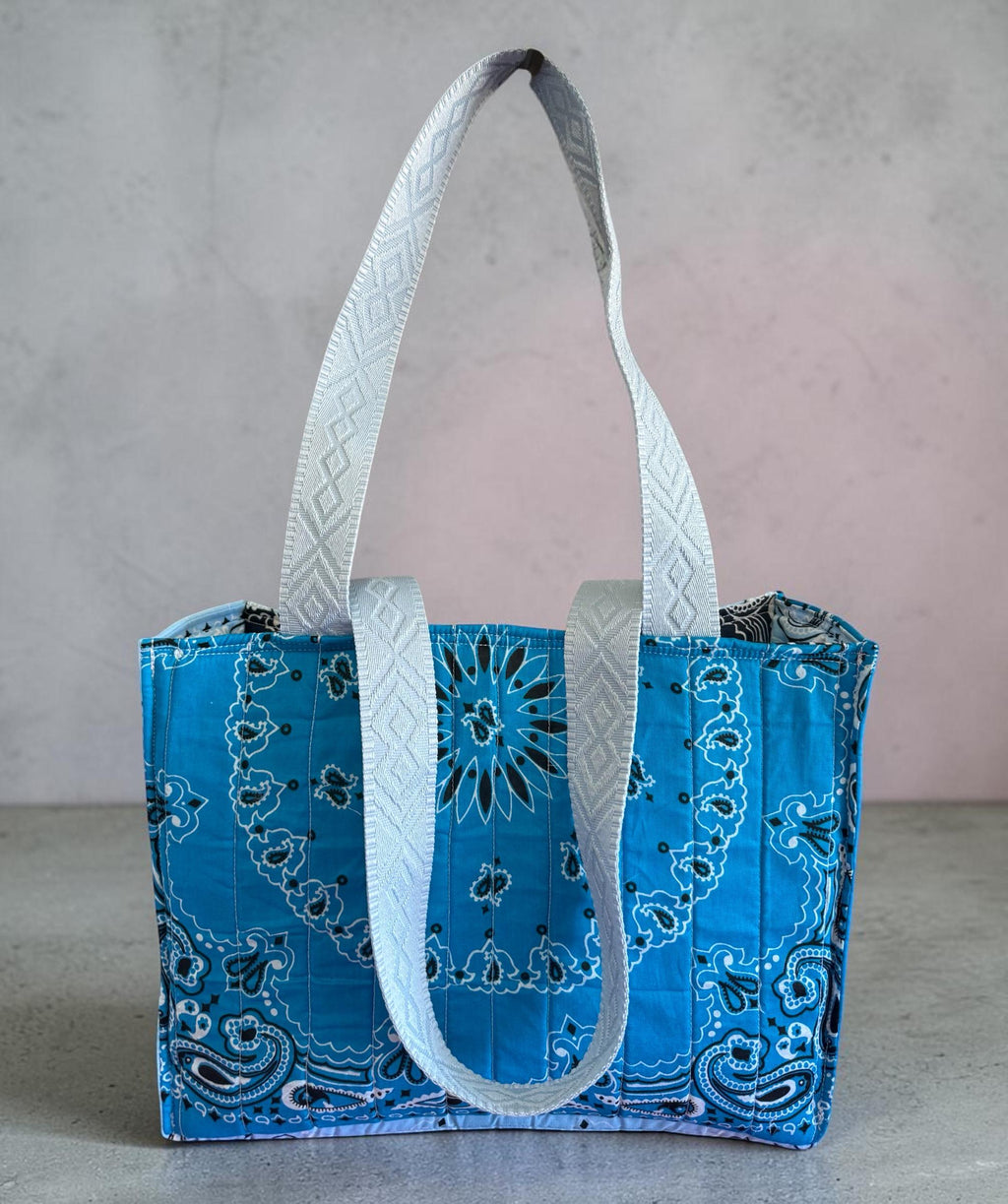 Quilted Bandana Tote Bag Blue