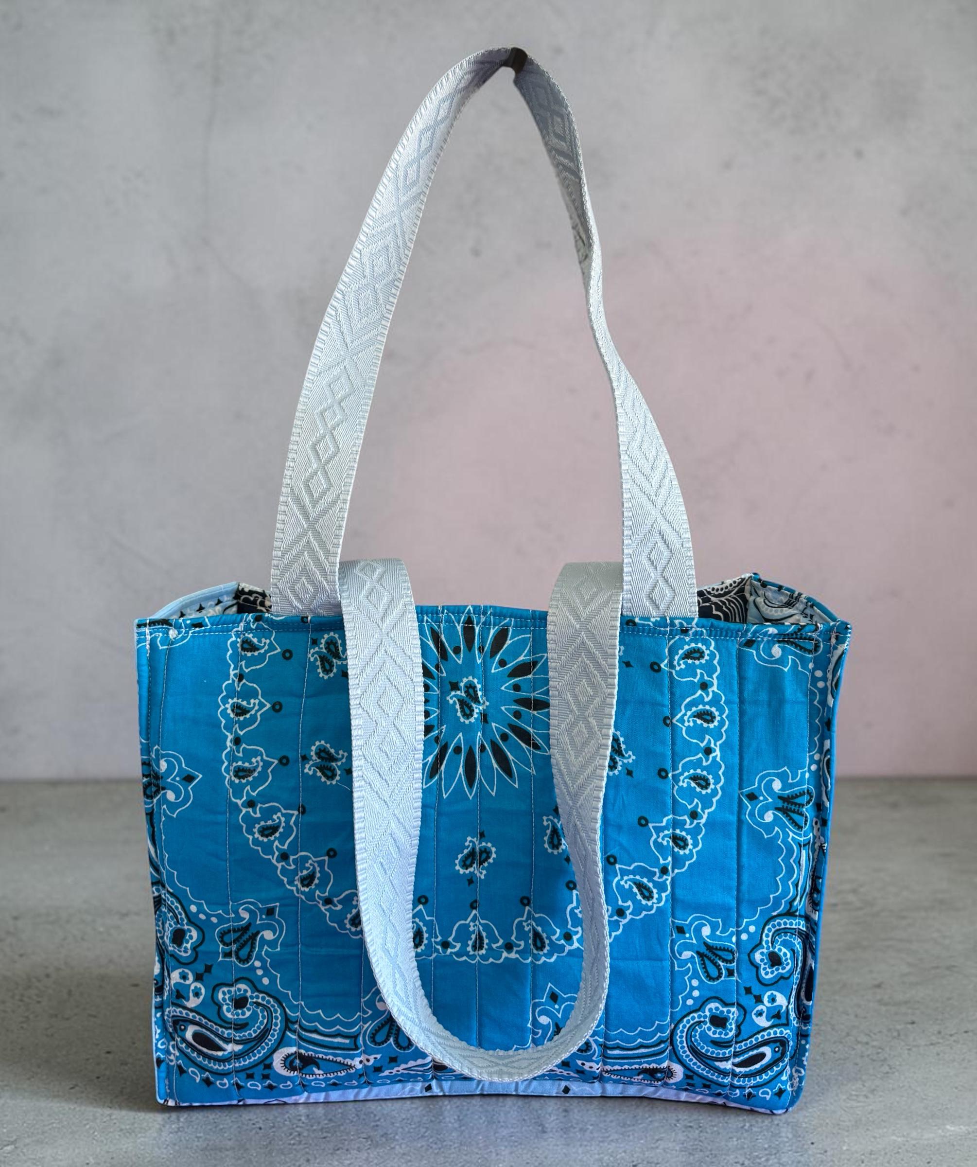 Quilted Bandana Tote Bag Blue