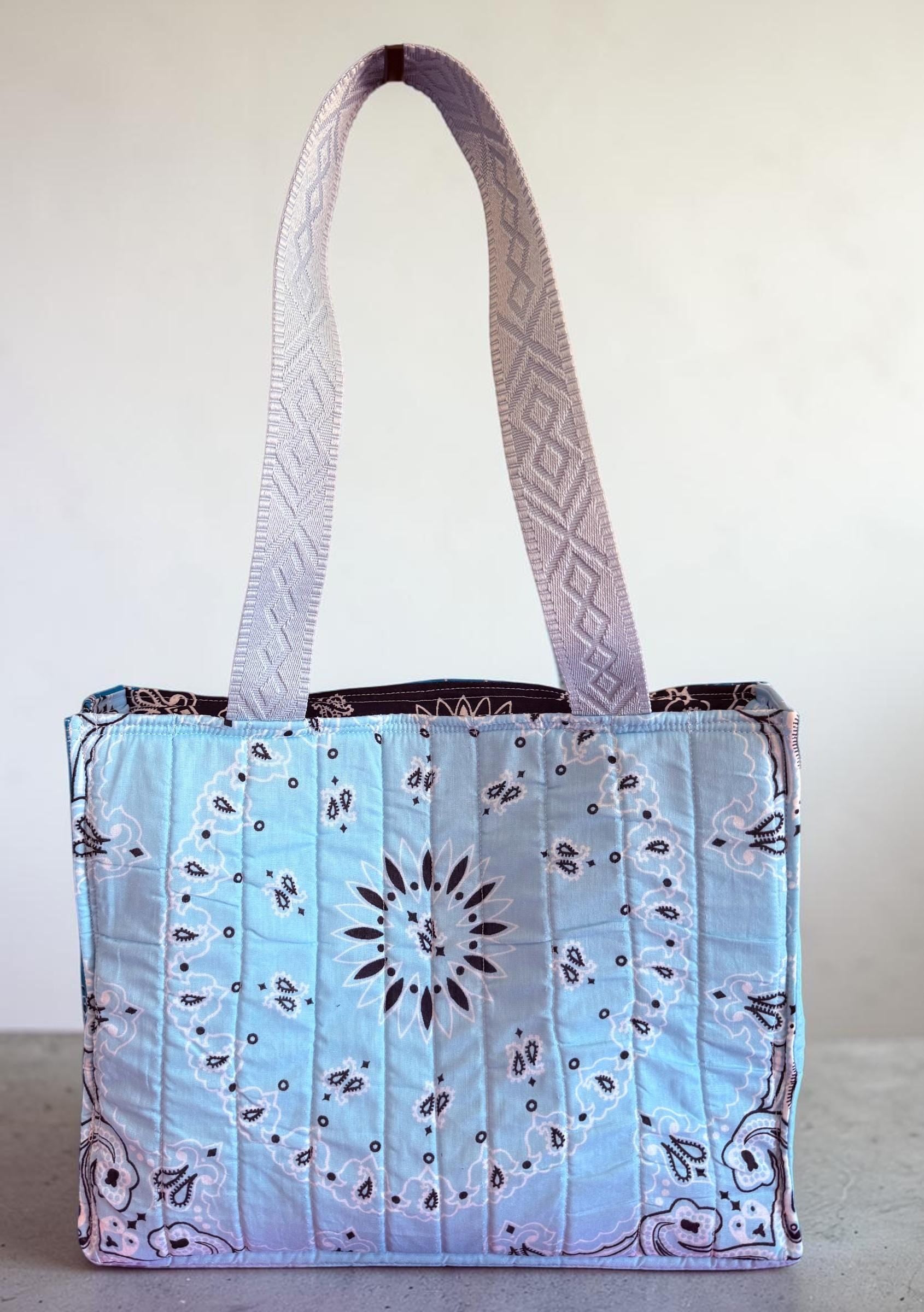 Quilted Bandana Tote Bag Blue