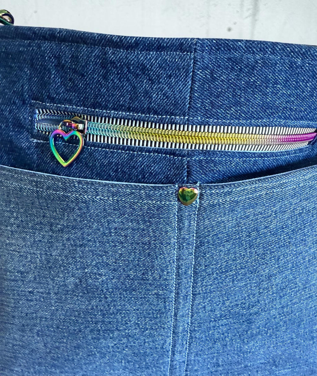 Denim Handbag Crossbody Bag/Shoulder Bag, Blue Rainbow