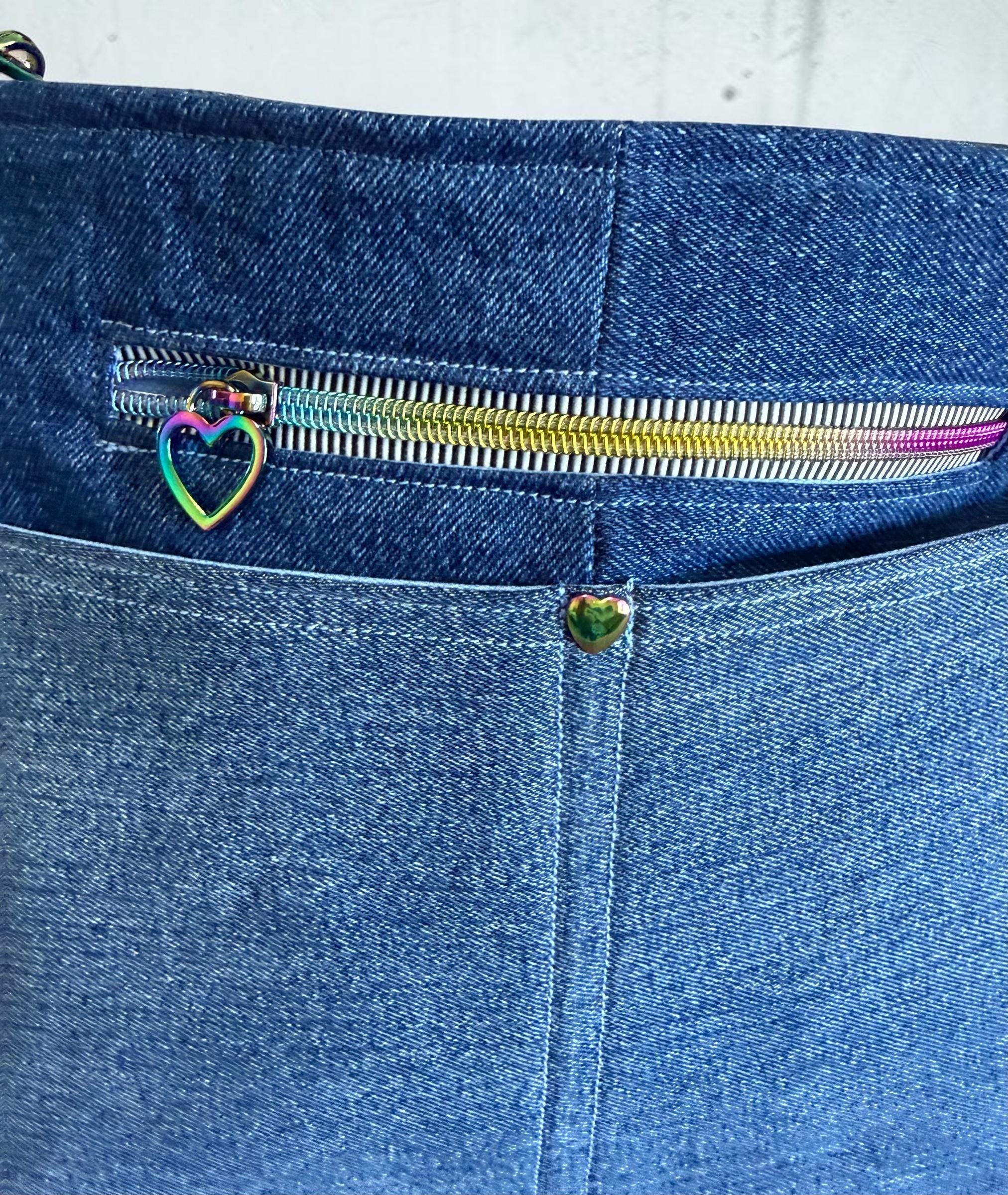 Denim Handbag Crossbody Bag/Shoulder Bag, Blue Rainbow