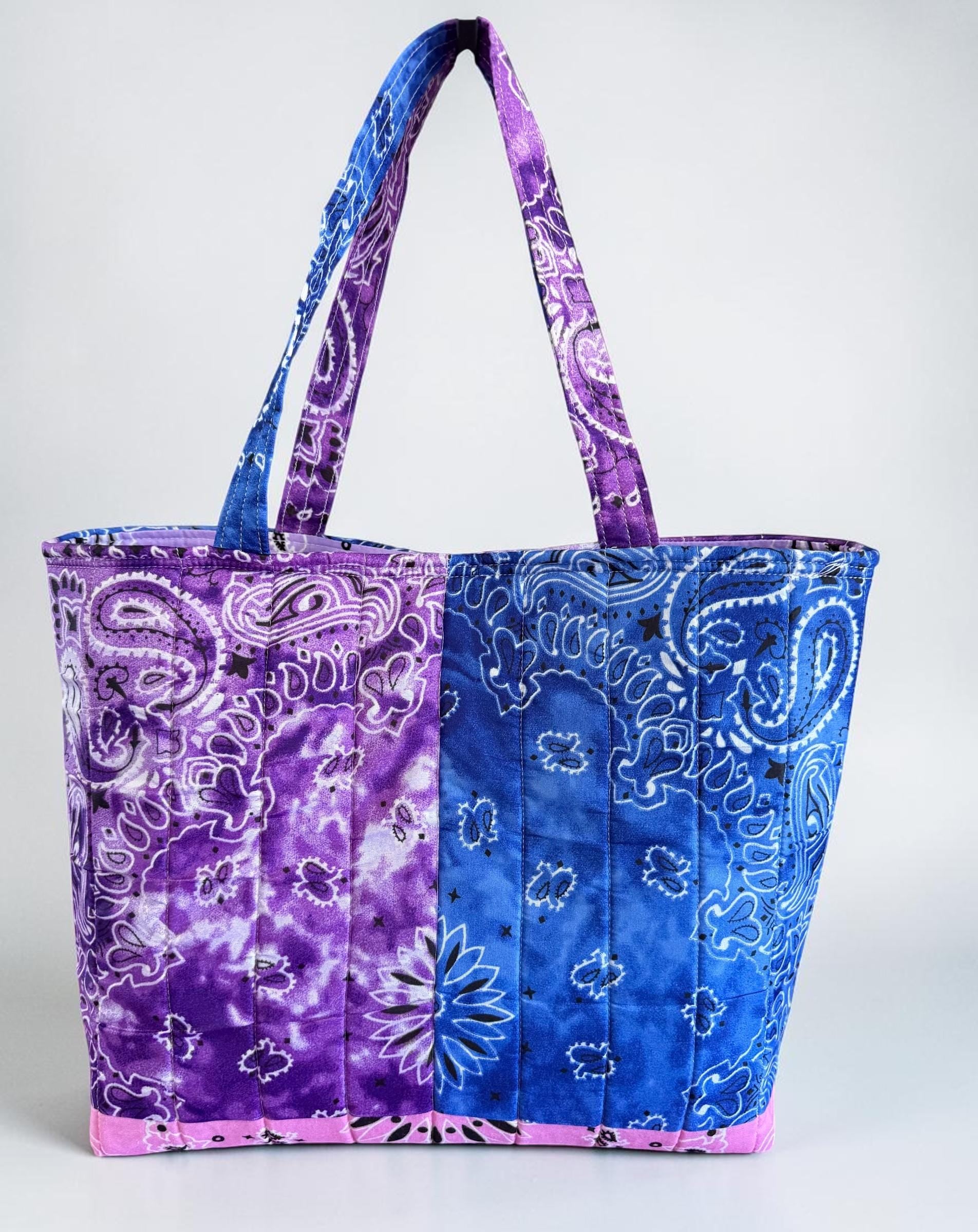 Quilted Bandana Tote Bag Black