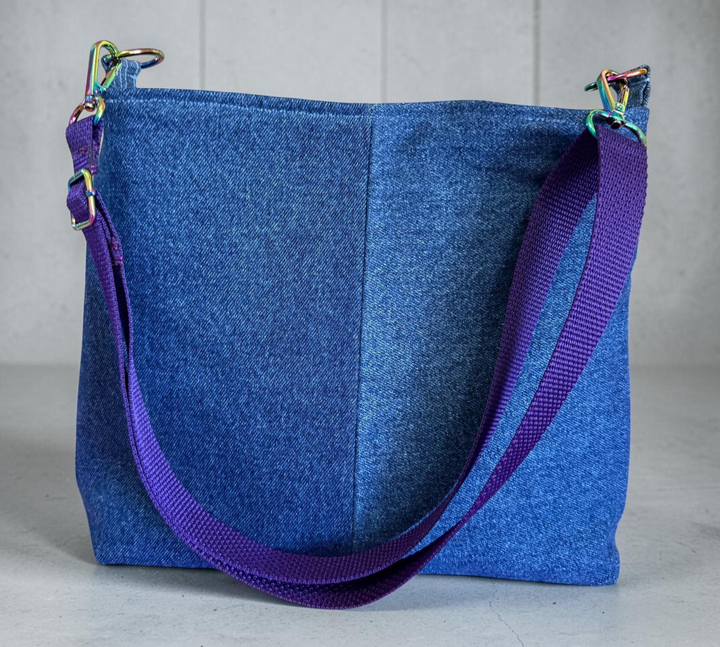 Denim Handbag Crossbody Bag/Shoulder Bag, Blue Rainbow