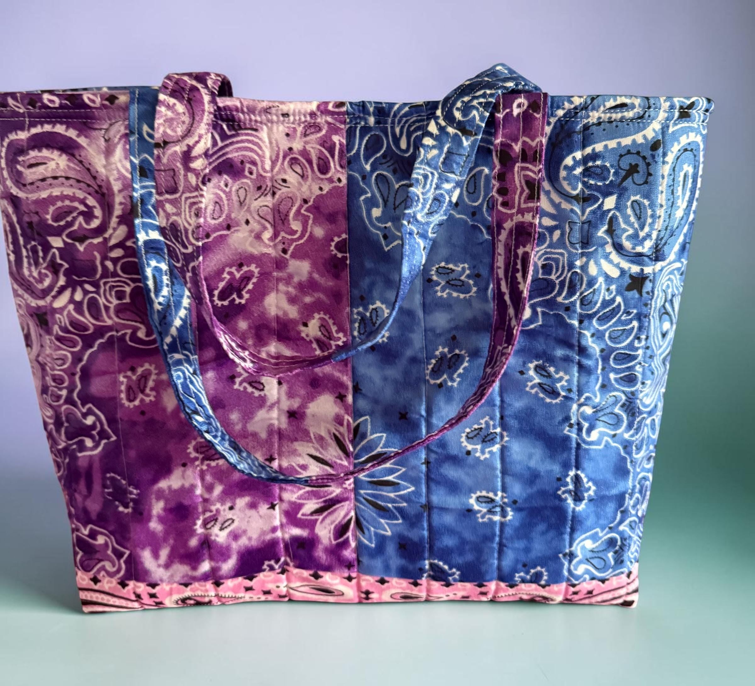 Quilted Bandana Tote Bag Black